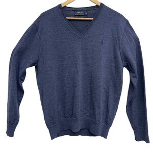 Polo Ralph Lauren Navy Blue V-Neck Long Sleeve‎ Sweater Mens Large